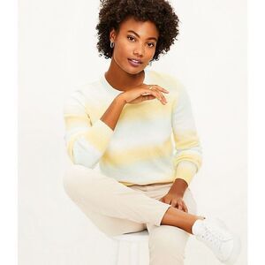 Nwt Loft Women's Space Dye Crew Neck Pullover Sweater Yellow Green Size Small